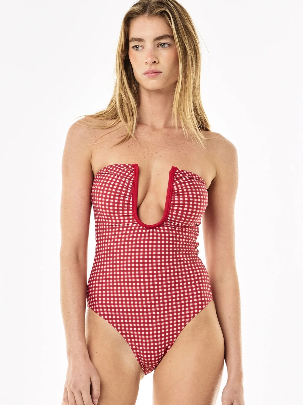NWT La Lu Label Red Gingham One Piece - Picture 3 of 6